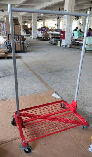 Buy Customizable Garment Hanging Rack With Wire Grid Shelves For Display And Storage at wholesale prices