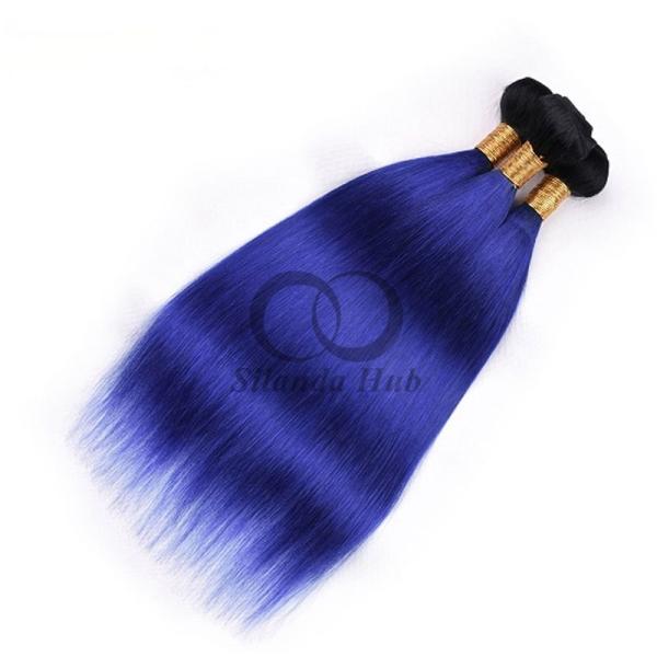 #T1B/Blue Straight Remy Human Hair Bundles Sew In Weave Bundles Brazilian Bundle Deals