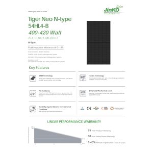 Jinko Tiger Neo N-Type 54HL4-B Solar Panel 405W 410W 415W 420W Jinko Solar 400W