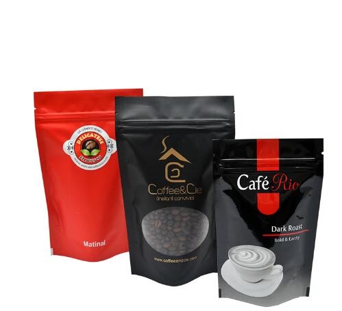 Customized Tin Tie Coffee Bean Bag / Aluminum Foil Side Gusset Quad Seal Packaging Coffee Bag with Valve
