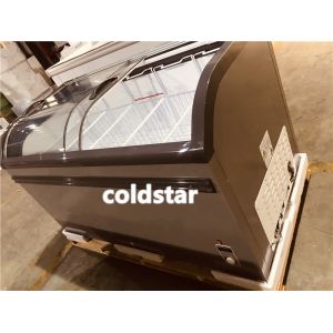 Commercial Big Capacity Curved Glass Door Chest Freezer