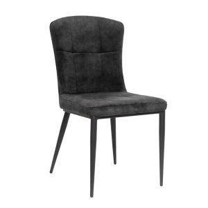 Black Leather Dining Chair with Iron Frame