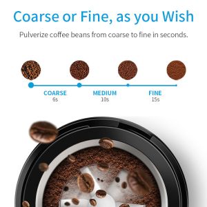 40g Small Espresso Coffee Grinder Machine SS304 ABS Black