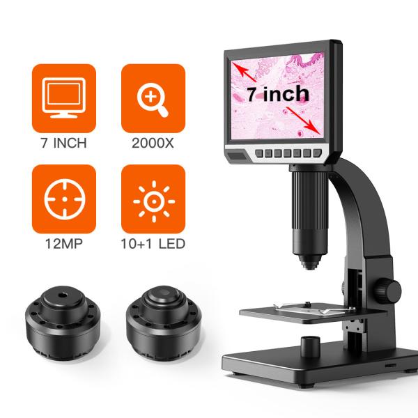 7 Inch IPS Screen Optical Digital Microscope 2000X Electronic Lcd Display Microscope