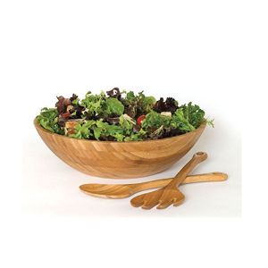 Eco-friendly Personalized Custom Logo Bamboo Salad Set with Servers