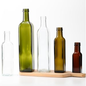 Sealing Type Pull Ring Square Clear Glass 250ml 500ml Olive Oil Bottle With Lid