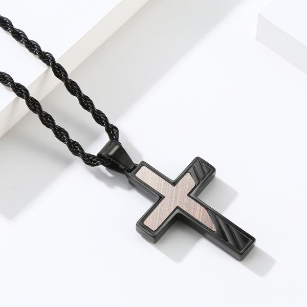 Stainless Steel Cross Pendant Necklace Men's Christian Jewelry for Anniversary Occasion