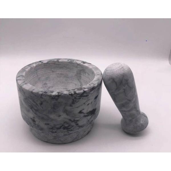 Buy Solid Marble Stone Mortar And Pestle Set Round Shape For Kitchen Grinding Spices at wholesale prices