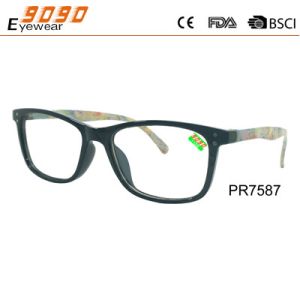 Rectangle fashion reading glasses with silver metal pins,spring hinge