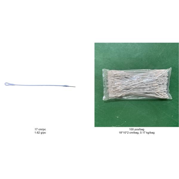 White EAS Tag 17cm Plastic Housing Wire Rope With 1 Ring And 1 Pin