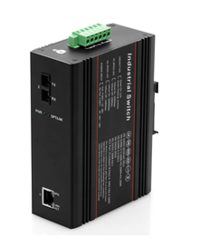 Metal Industrial fiber switch PoE 1*1000M single SC fiber port + 1* 10 / 100 / 1000M RJ45 port