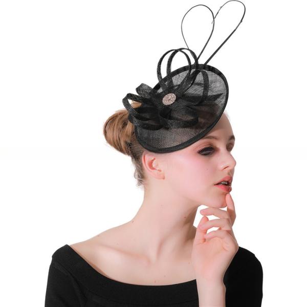 Black Goose Feather Sinamay Fascinator Party Decoration For Any Celebration