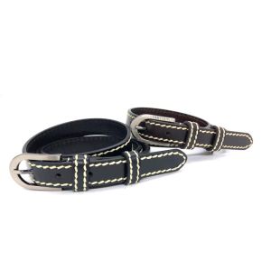 Eco - Friendly Womens Genuine Leather Belt / Slim Black Leather Belt