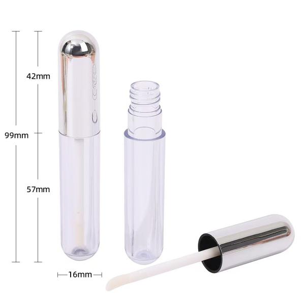 Moisturizing Silver Aluminum Head Cap Plastic Lip Glaze Tube Technology Sense