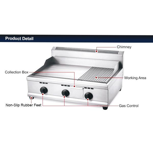Hot sale commercial stainless steel gas chicken half grill and half griddle machine