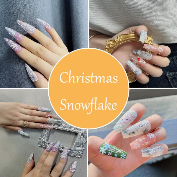 Nail Art Decoration 5D Christmas Embossed Nail Stickers White Snowflakes Sliders Sticker for Nail Salon Shop