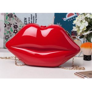 Trendy Stylish Adorable Makeup Acrylic Clutch Bag Lip Shaped As Cosmetic Bag