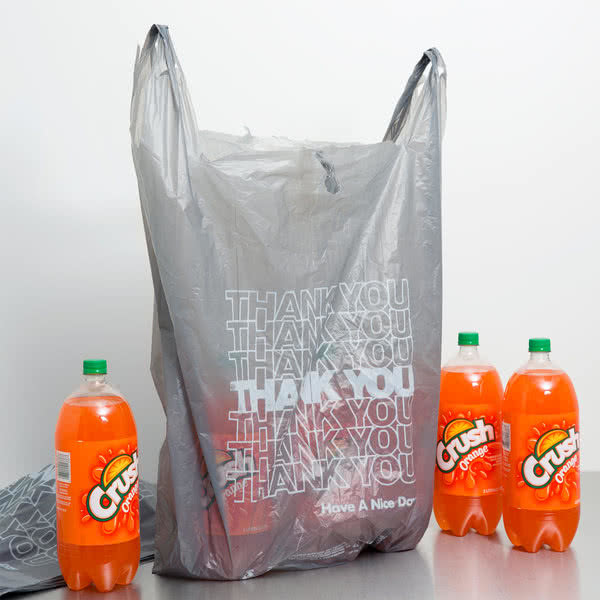 Buy Gray Colour Thank You Plastic Shopping Bags High Durability 18" X 8" X 32" at wholesale prices