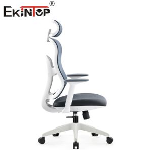 Gray Modern Swivel Ergonomic Mesh Desk Chair With Headrest