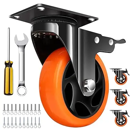 Buy Black Workbench Casters With 300Lbs Load Capacity Swivel Brake Function at wholesale prices