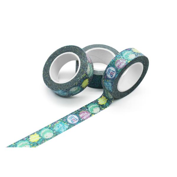 Custom Printed Craft Decorative 15mm Glitter Washi Paper Tape