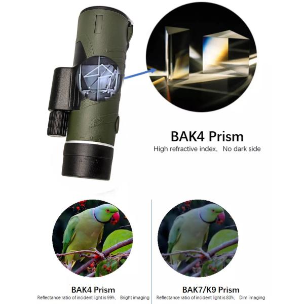 Outdoor Adventure High Power HD Monocular Telescope Bak4 Prism 12x50