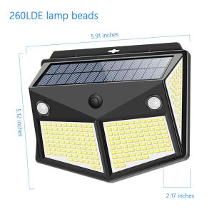 2200mAh Battery 500lm 260 Led Solar Motion Sensor Wall Light For Garden