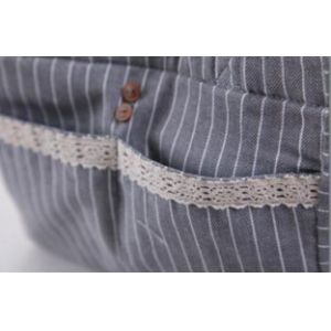 Gray Strip Insulated Cooler Lunch Bag with Drawstring Inside