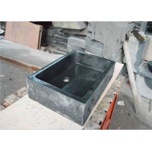 Dark Grey Granite Bathroom Basin , High End Rectangular Stone Sink