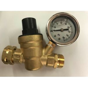 Adjustable Brass Pressure Reducing Valve, Pressure Relief Valve, With Gauge