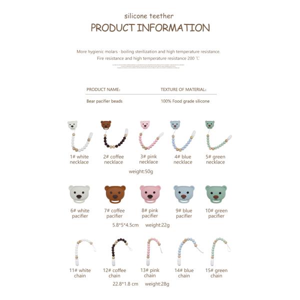 Food Grade Silicone Baby Pacifier Chain With Cute Animal panda Shape