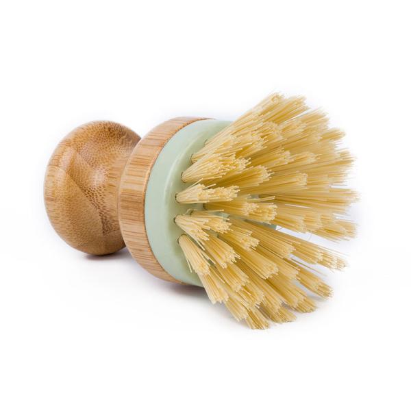 Amazon Best Selling Natural Bamboo Dish Brush For Pot, Sink Kitchen Cleaning Scrubber In Green And Grey