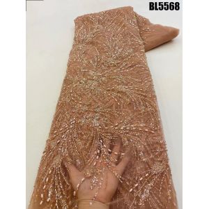Exquisite handmade beaded lace embroidery lace fabric wedding dress Senegal