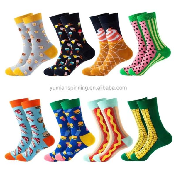 Valentines Day Gifts Regular Style Knitted Mens Dress Socks with Happy Funny Patterns