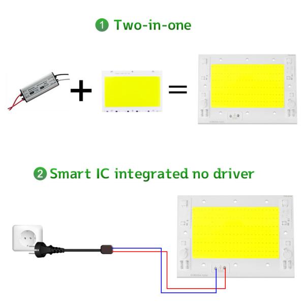 240V Dimming Cob LED Chip 6000K With AC100-240V Voltage 50000hrs Lifespan