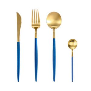SGS 4 Piece Kitchen Flatware Sets 18/8 Stainless Steel Gold Plated Spoon And