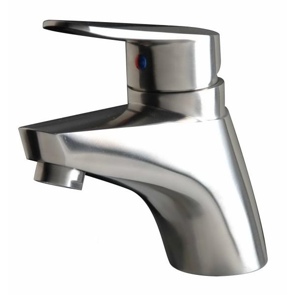 Buy Deck Mounted Basin Sink Faucet 304 Or 316 Solid Casting Body Tap Brush silvor mixer at wholesale prices