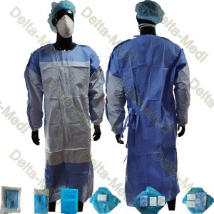 Medical Disposable Reinforced SMS Standard Surgical Gown Knitted Cuff