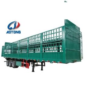 Tri Axles Livestock Fence Cargo Semi Trailer Truck with 28 Ton Two Speed Landing