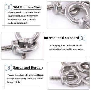 High Quality Grade Fastener Nut M6-M36 Eye Bolt with Stainless Steel 304/316 for
