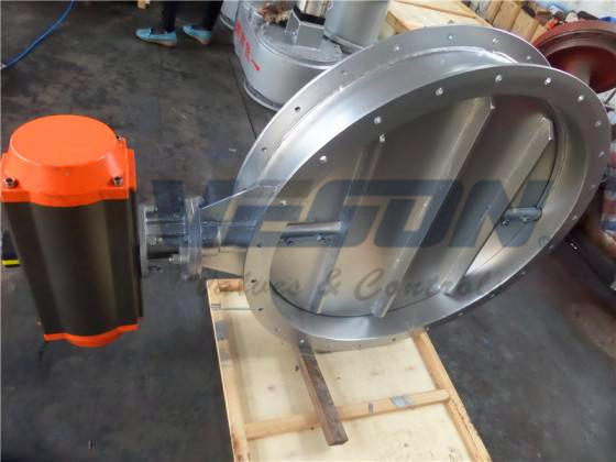 304 SS Presentation Dampers Pneumatic Butterfly Valve Presenting Double Flange