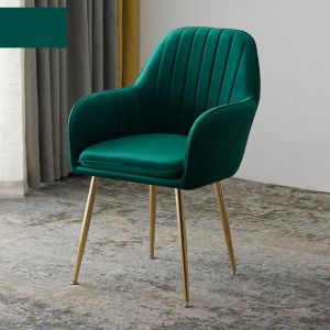 Modern Velvet Dining Chair with Gold Metal Legs