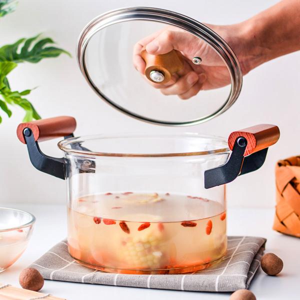 Double Ears 3L Clear High Borosilicate Glass Soup Pot