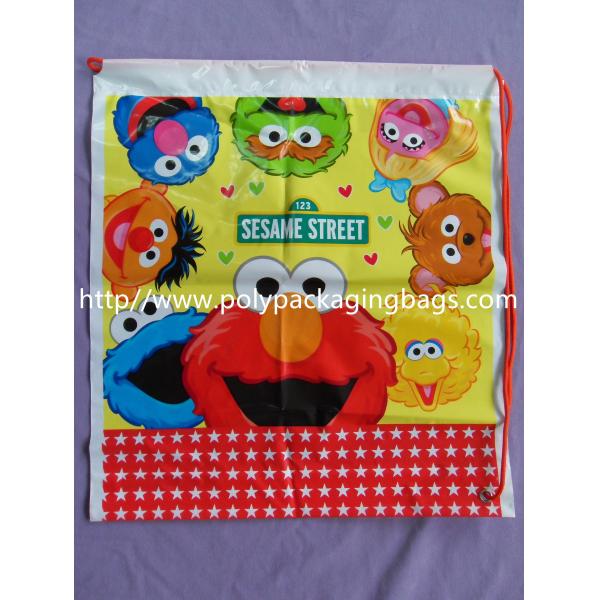 Buy Kids Cute Plastic Drawstring Backpack With Sesame Street Cartoons at wholesale prices