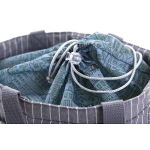 Gray Strip Insulated Cooler Lunch Bag with Drawstring Inside