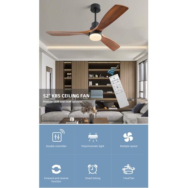 Dimmable AC/DC120V 65W Smart Ceiling Fan With Light And Remote 3 Speed