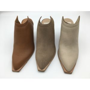 Casual Platform Womens Leather Dress Shoes Beige 3 Inch Heel Closed Toe