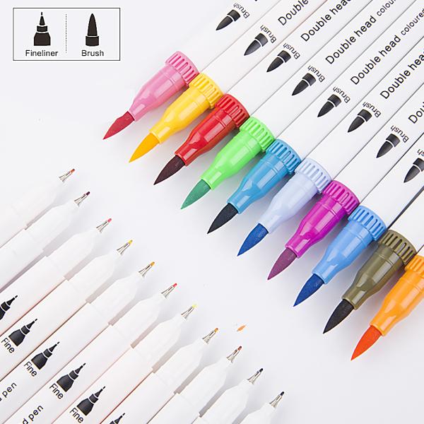 12/24/36/48/60/80/100 Colors Fineliners Water Color Art Markers Pen Dual Tip Brush Set