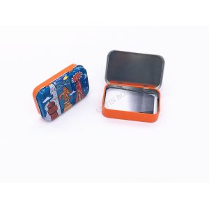 Rectangular Metal Tin Box With Window Hinge Gift Cards Packaging Small Metal