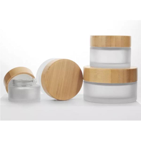 Buy Thickened Bottom 100g Hand Cream Glass Jar Bamboo Cream Jars Eco Friendly at wholesale prices